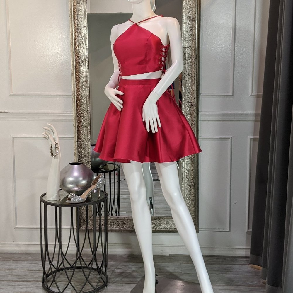 Fuchsia Two Piece Short Cocktail Homecoming Formal Dress